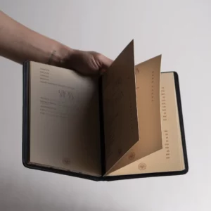 Porte menu pliable en cuir de vachette