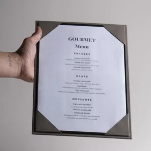 Porte-menu en cuir de vachette au format A4 – 1 page