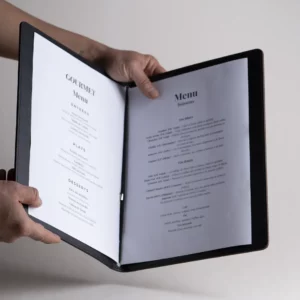 Porte-menu multipage A4 avec élastique